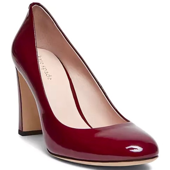 Kate Spade Pallas Patent Leather round toe pumps high heels red dress shoes 7.5 - Picture 3 of 11